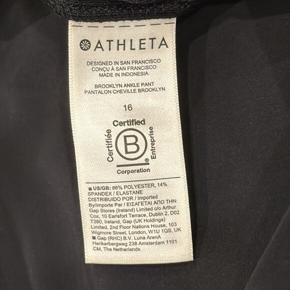 NWT Athleta Brooklyn Mid Rise Ankle Black Pant Size 16 - Picture 10 of 12